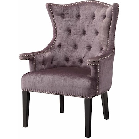 Fifth Avenue Upholstered Eggplant Velvet Cha